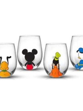 Disney Characters Stemless Wine Glass Set